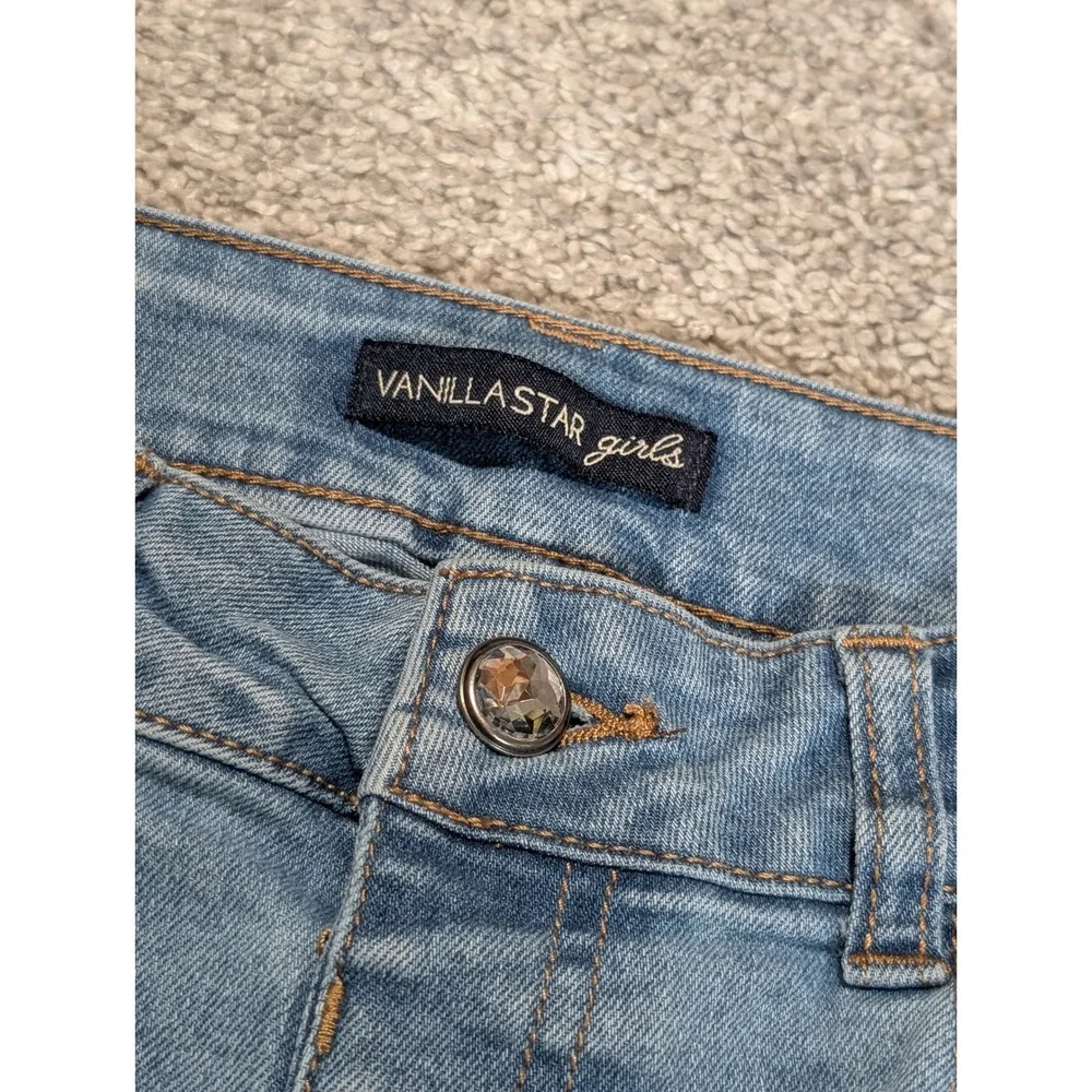 Vanilla Star Jeans Girls 14 Blue Flare Rhinestone Embellished Light Wash Denim